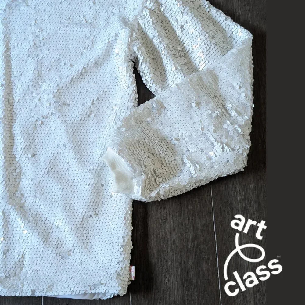 Art Class for Target, Girls White Sequined Sweatshirt, Sz XL (14/16)